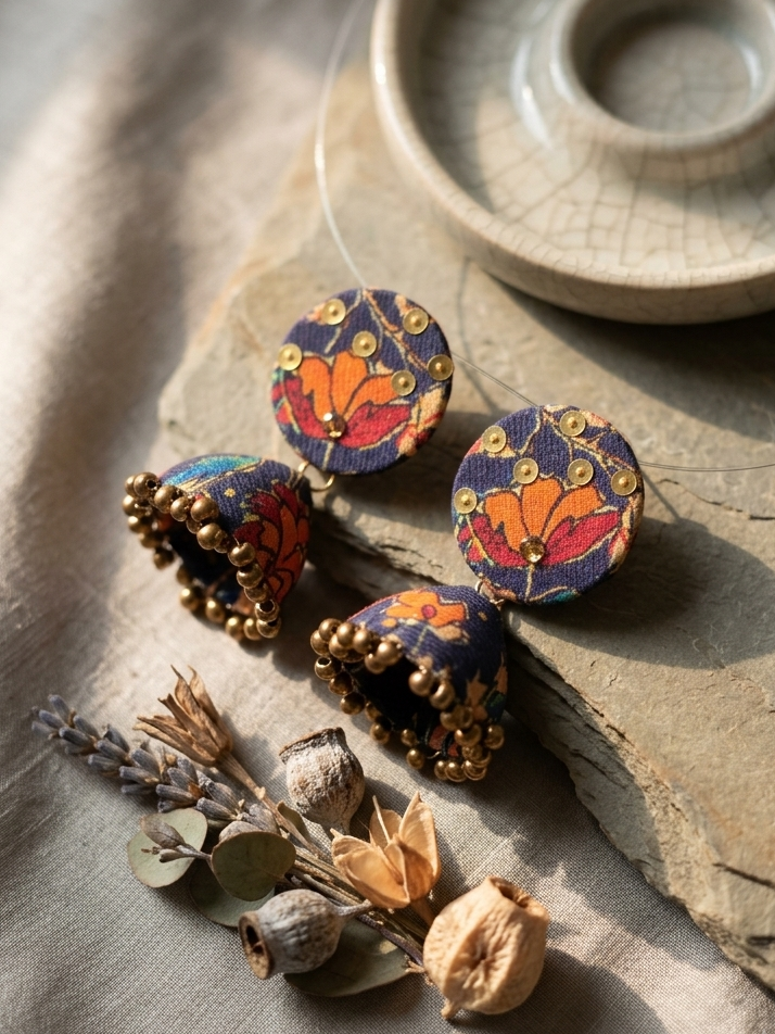 Blue flora jhumka hhe-26-99