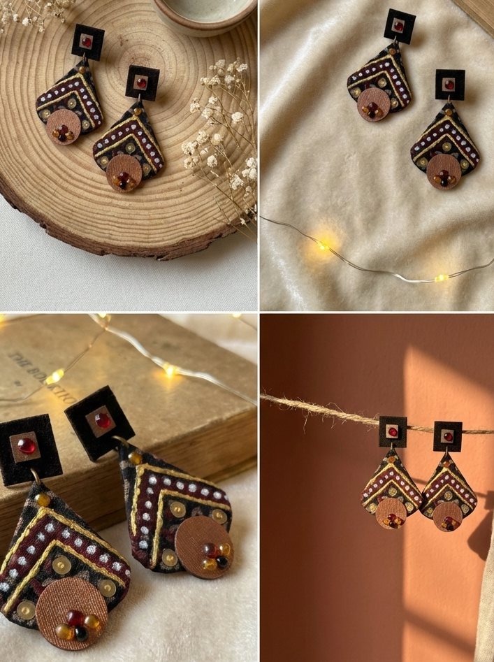 Embellished ajrak earring – HHE-26-88
