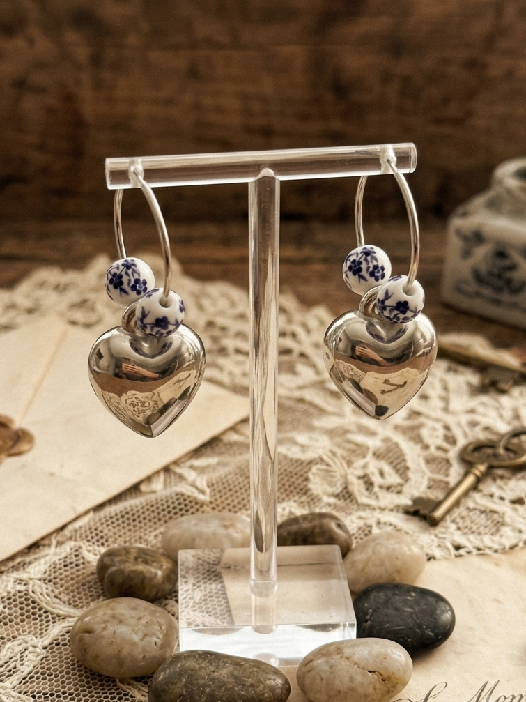 Ceramic silver heart hhe-26-129