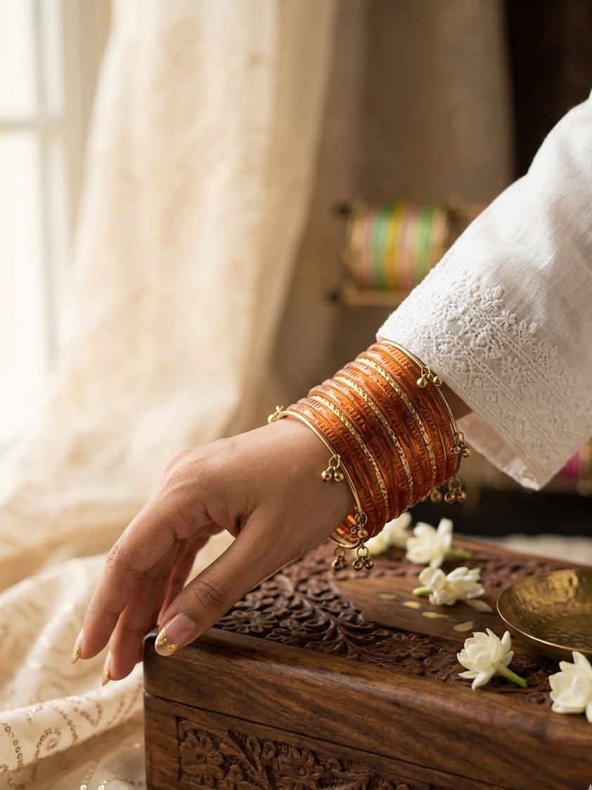 Pakistani rust glass bangles hhg-26-01