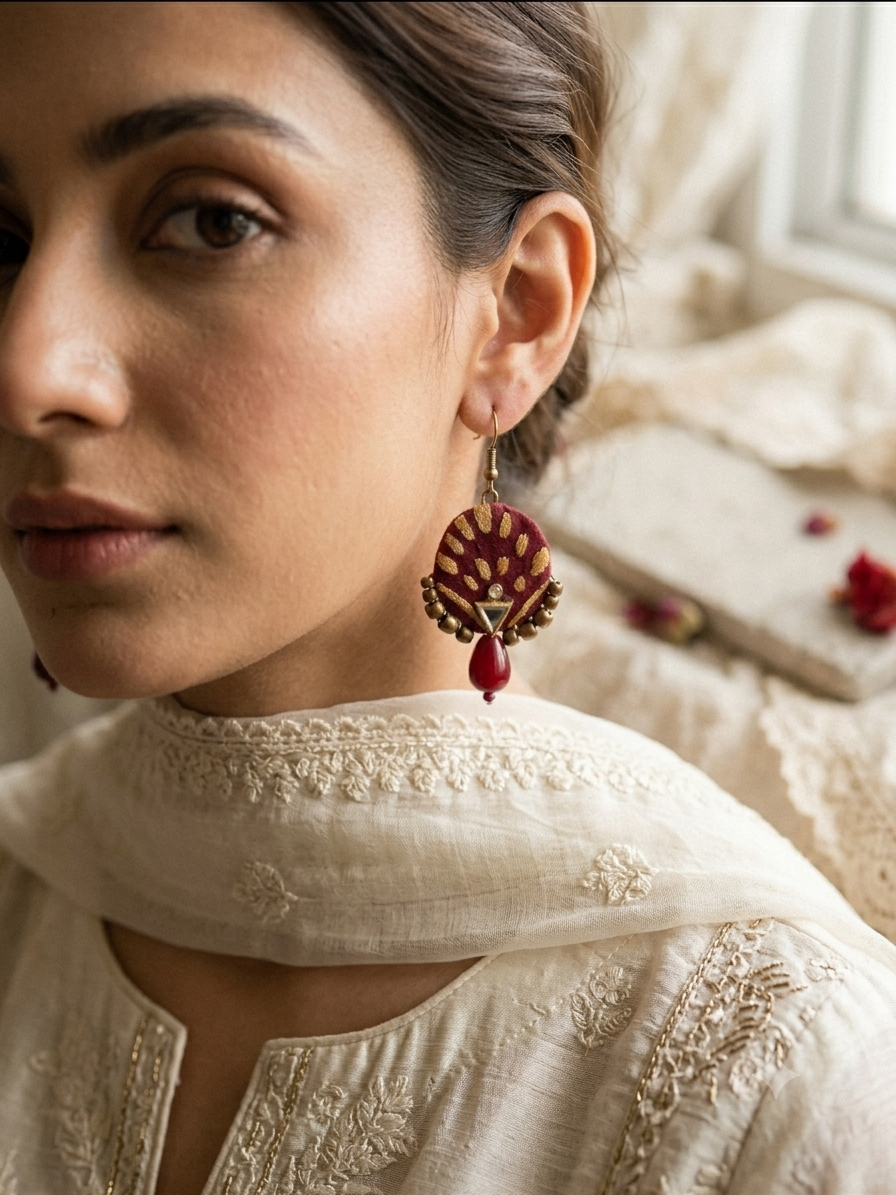 The Maroon Heritage Drop Earrings hhe-24-52