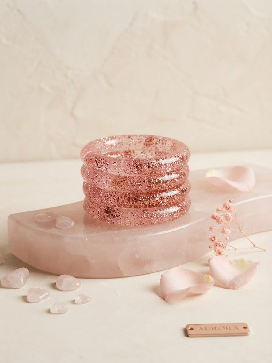 Pink glitter glass bangles hhg-26-280