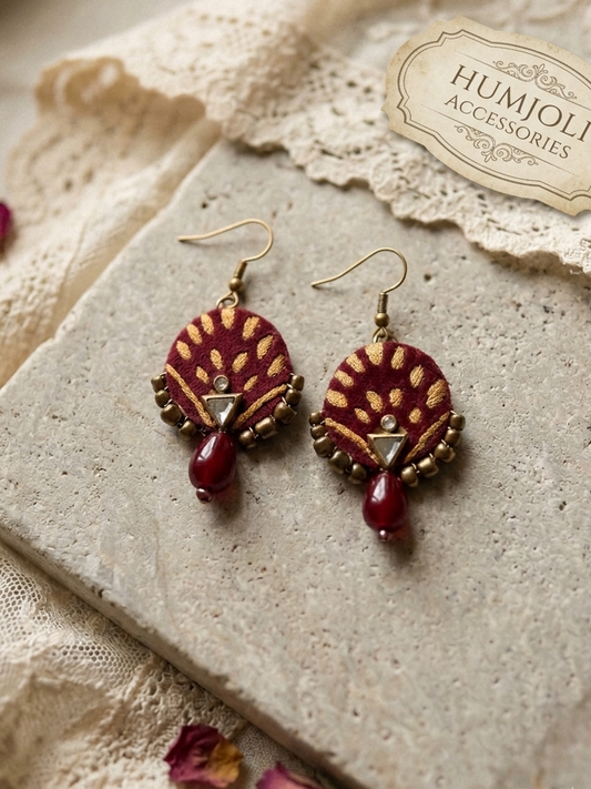 The Maroon Heritage Drop Earrings hhe-24-52