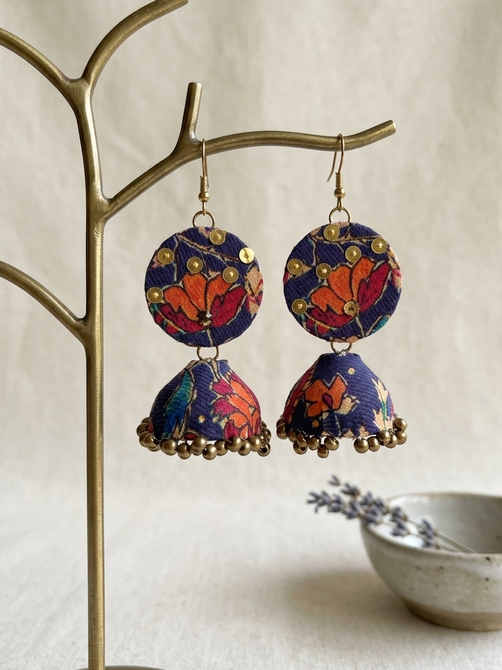 Blue flora jhumka hhe-26-99