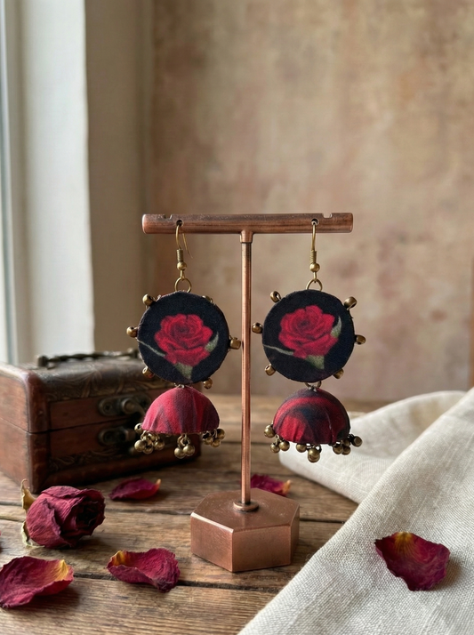 Black & Pink  Jhumki Earrings | Pakistani Ethnic Earrings hhe-26-03