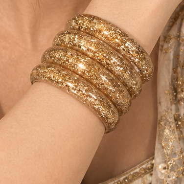Pink glitter glass bangles hhg-26-280
