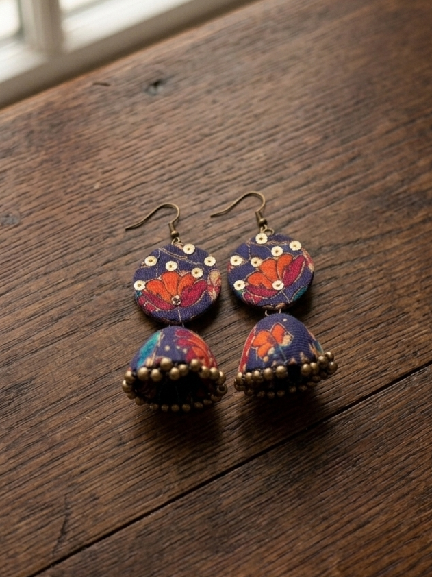 Blue flora jhumka hhe-26-99