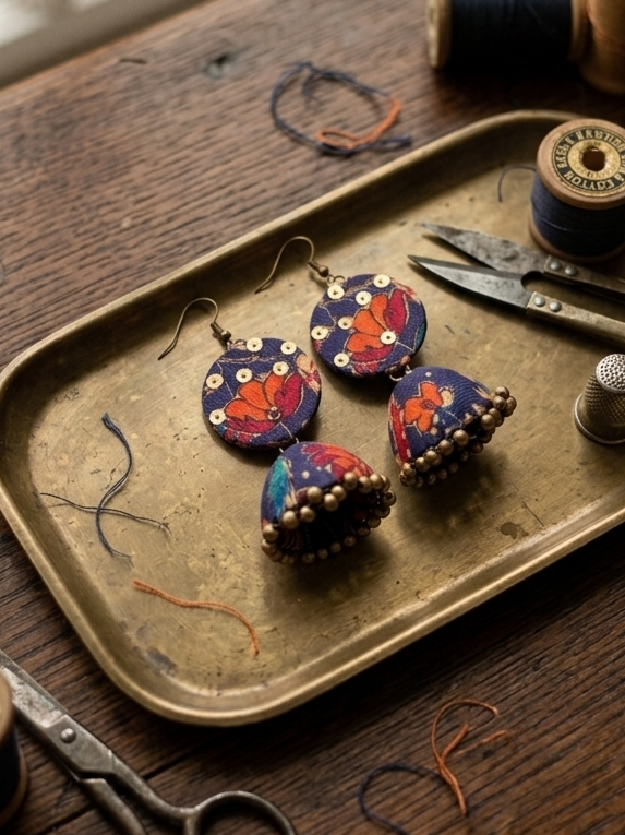 Blue flora jhumka hhe-26-99
