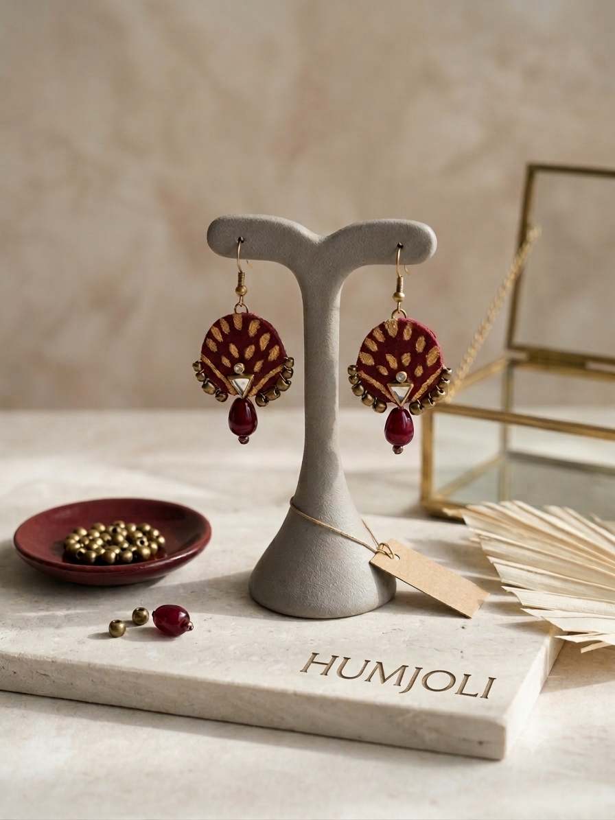 The Maroon Heritage Drop Earrings hhe-24-52