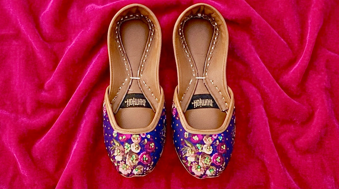 Royal blue Floral Jutti  | hhk-26-601
