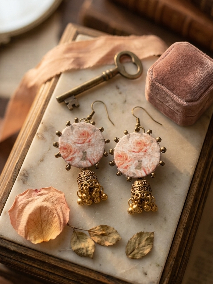 White floral jhumki hhe-26-117