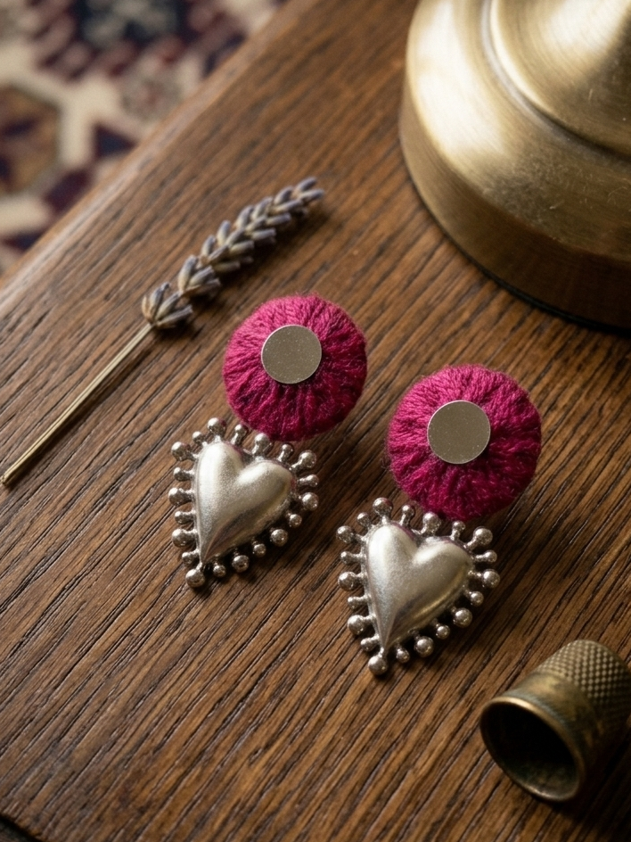 Pink silver dill earings hhe-26-113