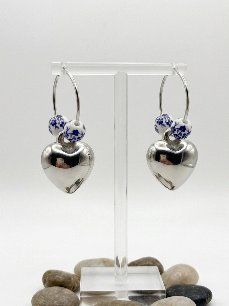 Ceramic silver heart hhe-26-129