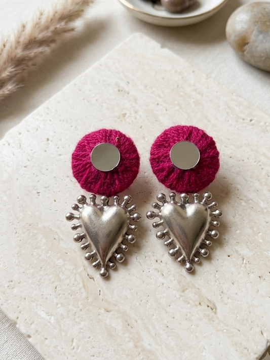 Pink silver dill earings hhe-26-113
