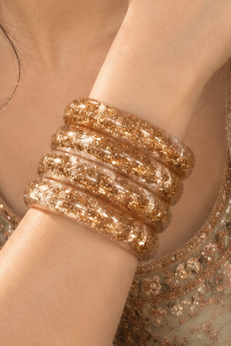 Pink glitter glass bangles hhg-26-280