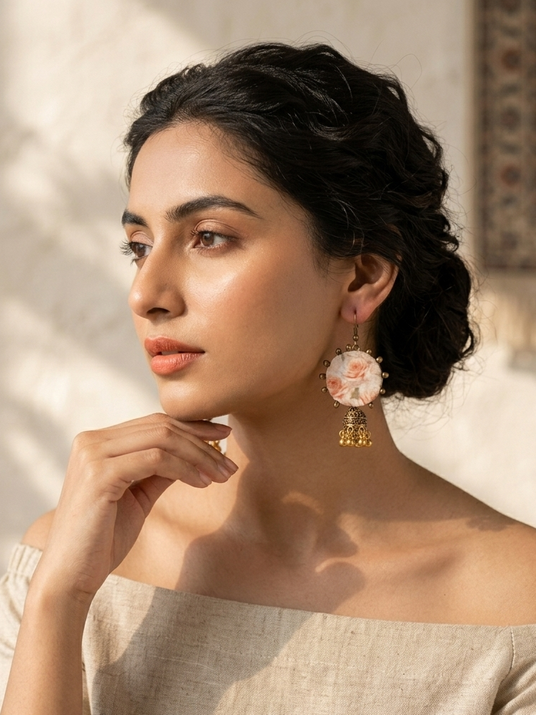 White floral jhumki hhe-26-117