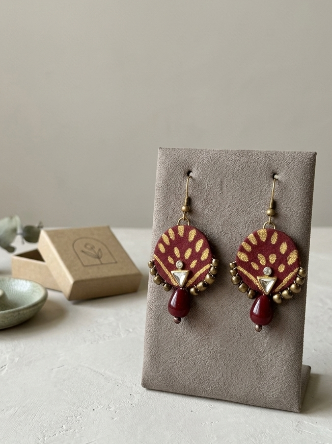 The Maroon Heritage Drop Earrings hhe-24-52