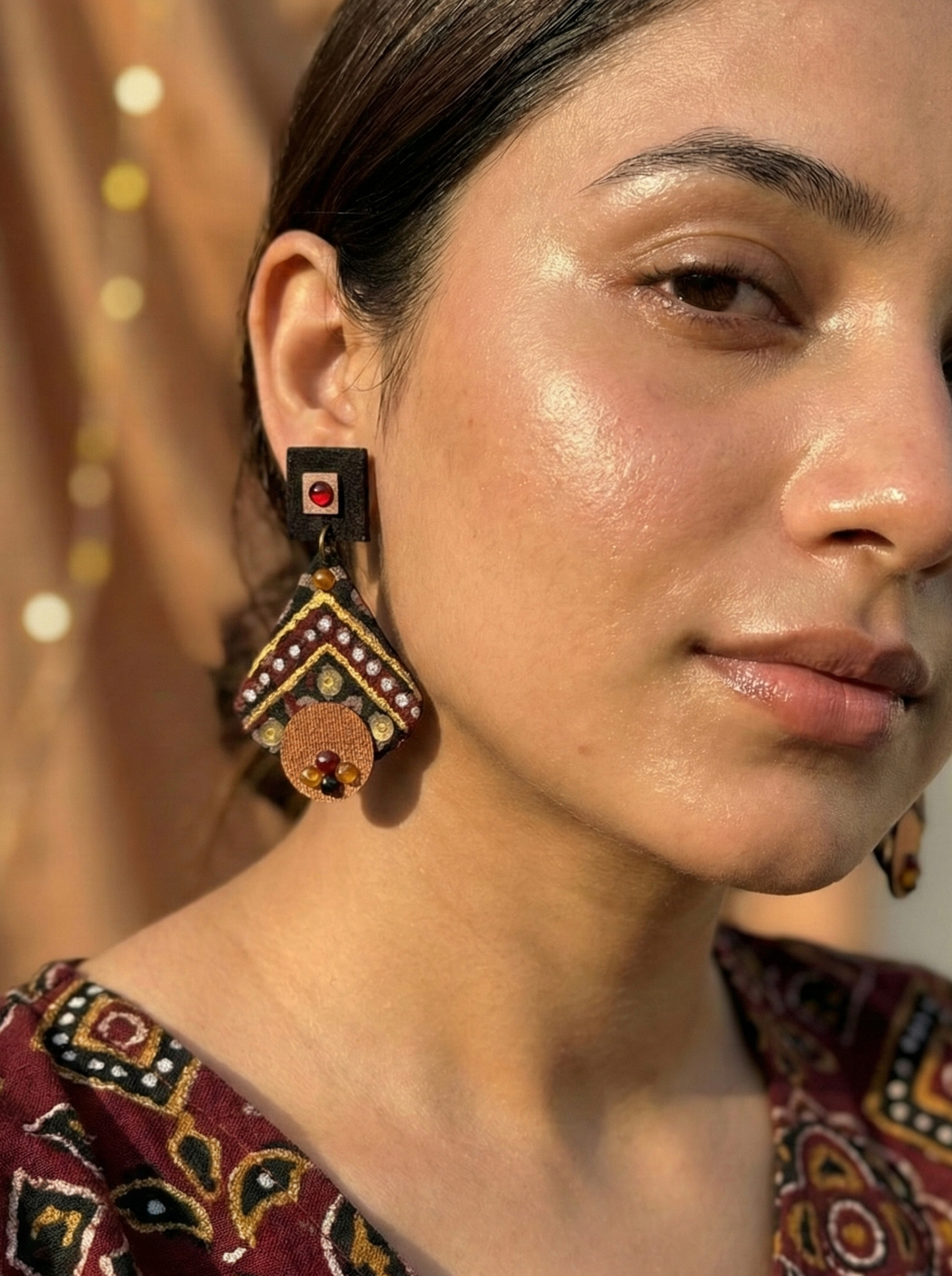 Embellished ajrak earring – HHE-26-88