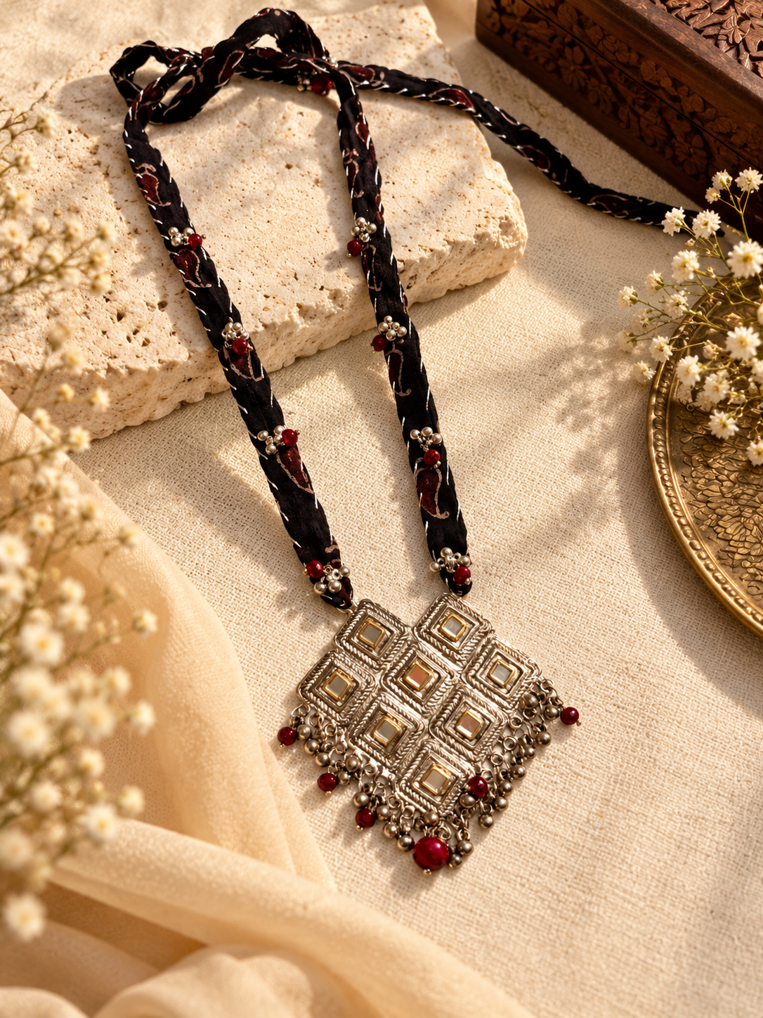 Ajrak antique necklace