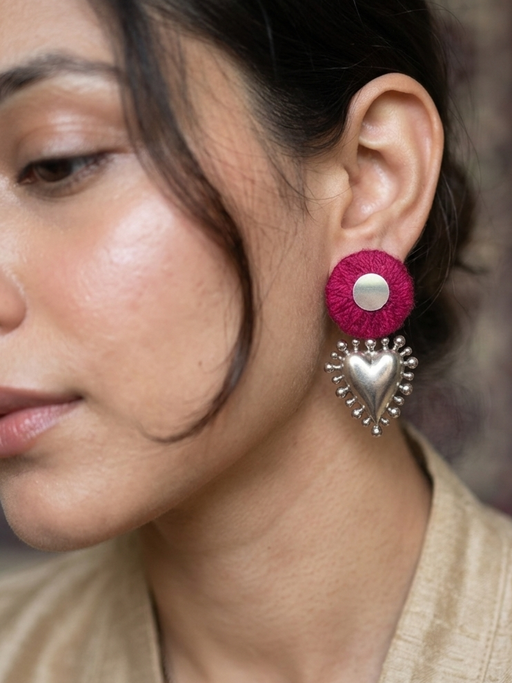 Pink silver dill earings hhe-26-113