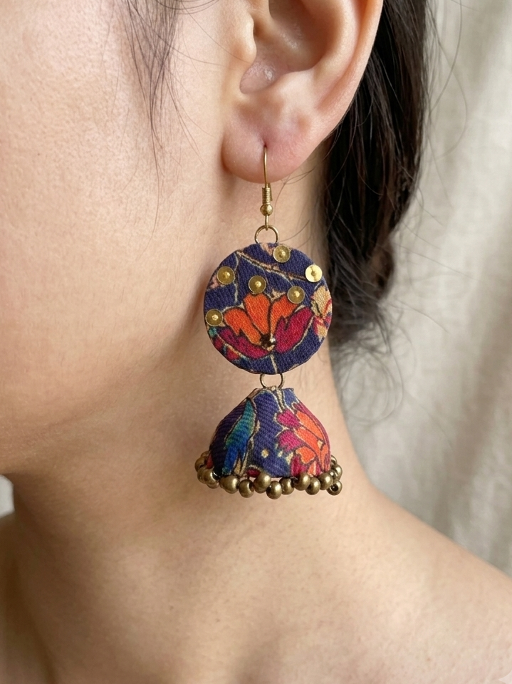 Blue flora jhumka hhe-26-99