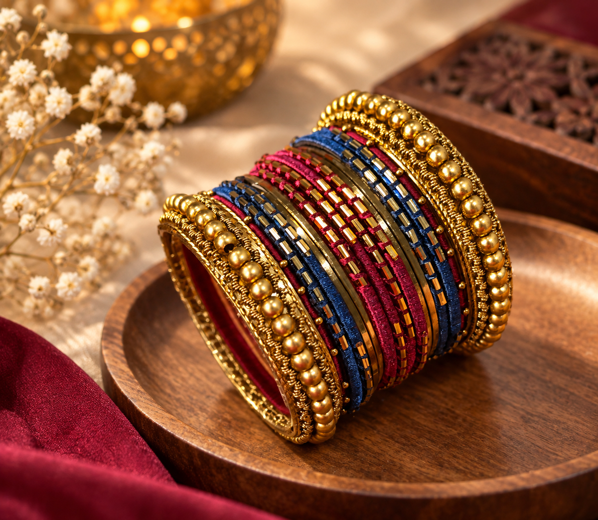 Blue maroon bangles hhb-26-281