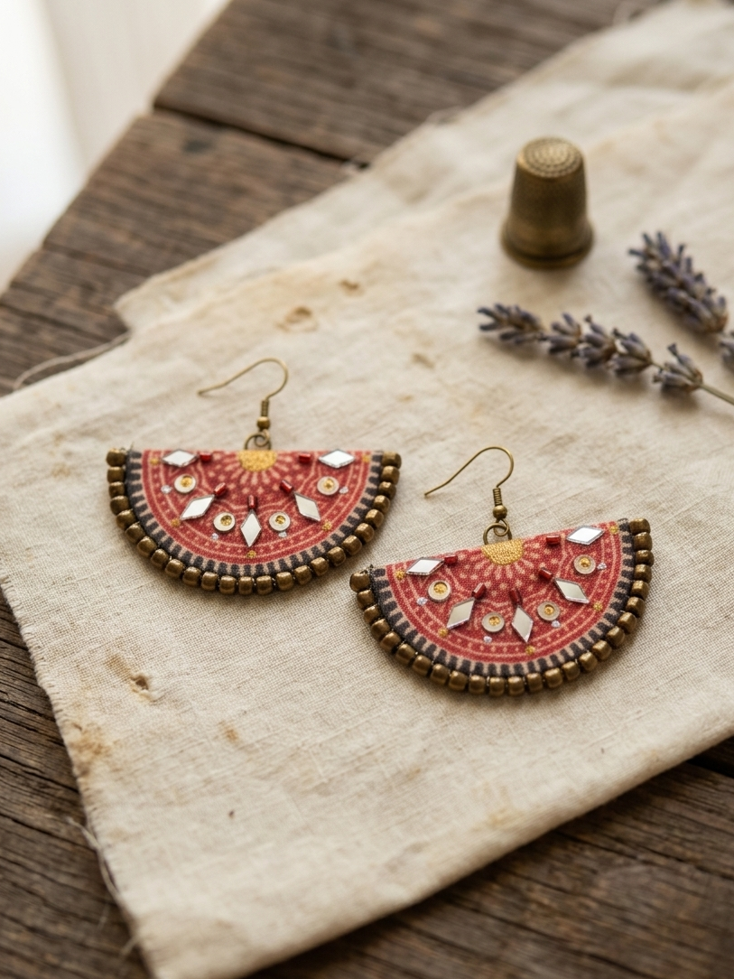 Handcrafted ajrak Earrings – HHE-24-43