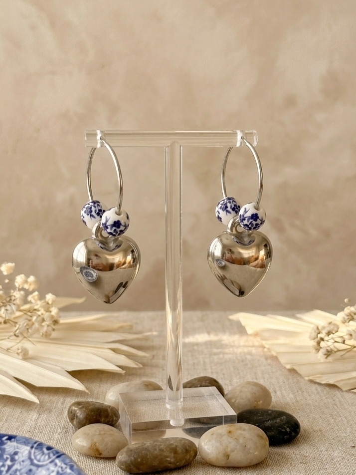Ceramic silver heart hhe-26-129