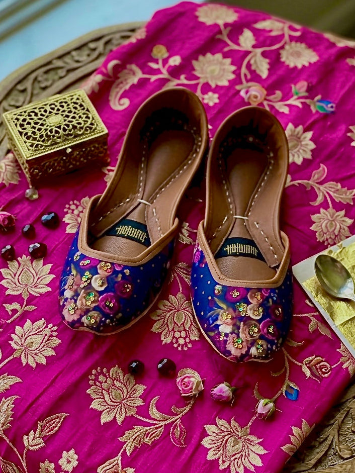 Royal blue Floral Jutti  | hhk-26-601