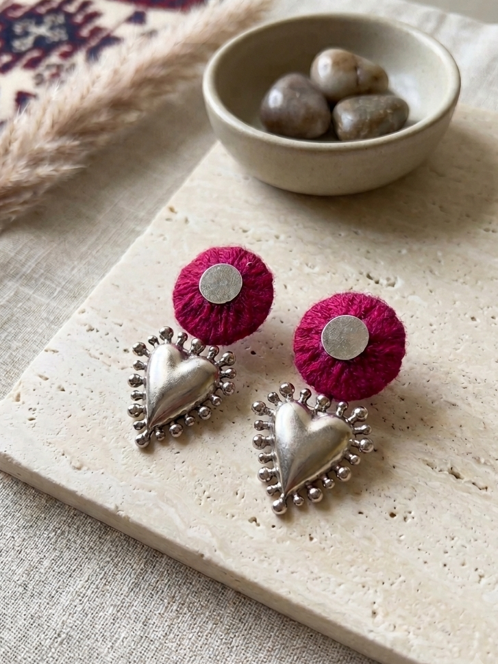Pink silver dill earings hhe-26-113