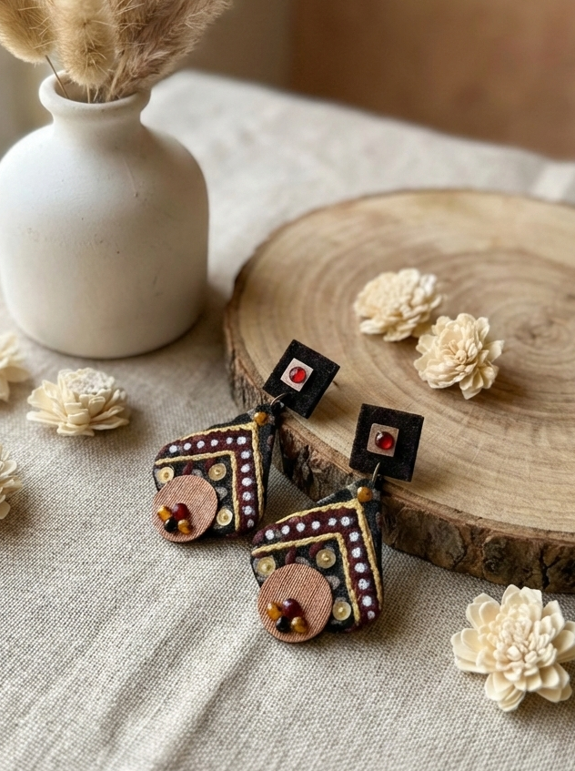 Embellished ajrak earring – HHE-26-88