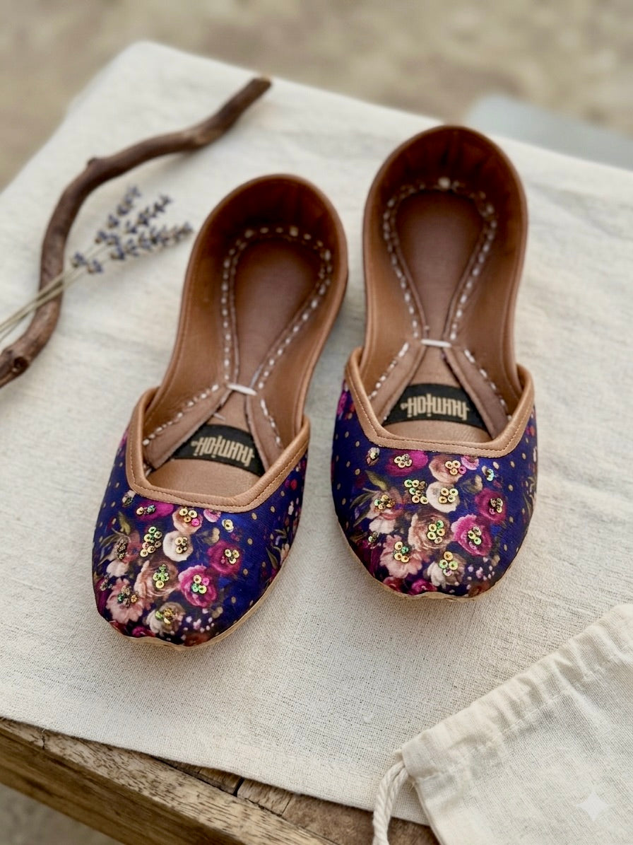 Royal blue Floral Jutti  | hhk-26-601