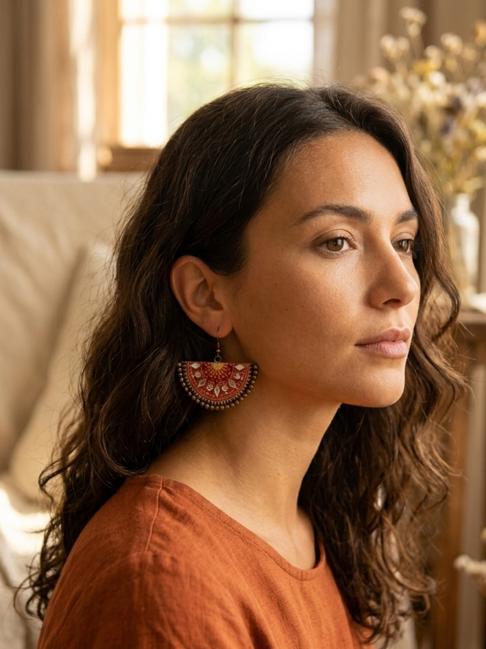 Handcrafted ajrak Earrings – HHE-24-43