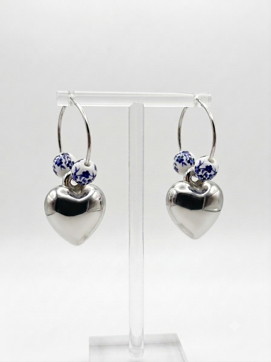 Ceramic silver heart hhe-26-129