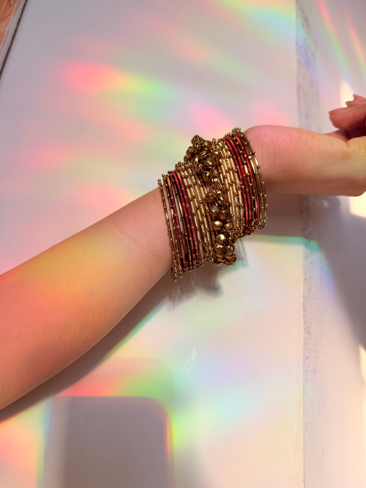 Maroon beige metal bangles