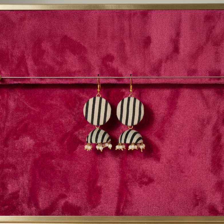 Black and white stripes jhumki – HHE-24-57