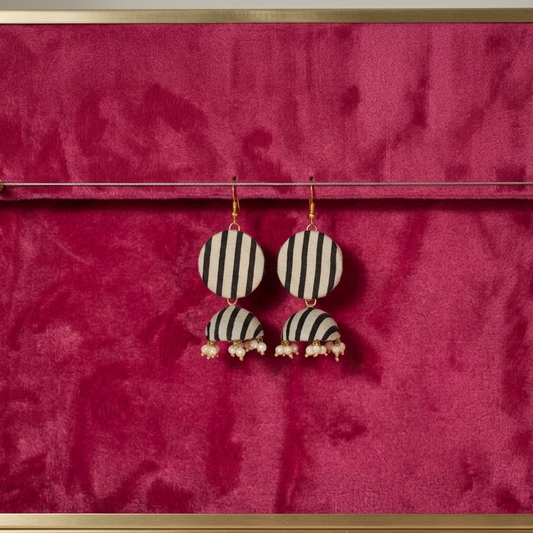 Black and white stripes jhumki – HHE-24-57