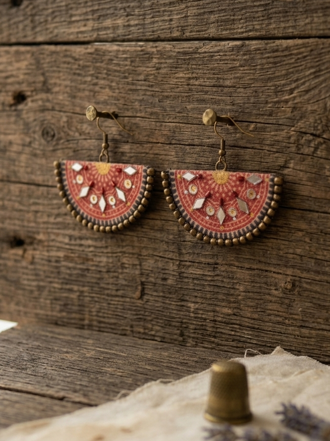 Handcrafted ajrak Earrings – HHE-24-43