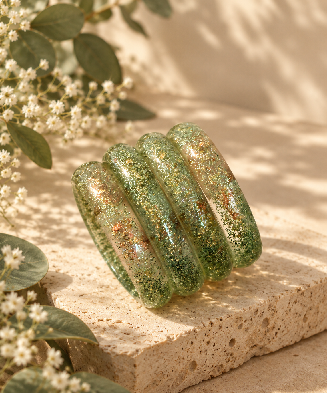 Pink glitter glass bangles hhg-26-280