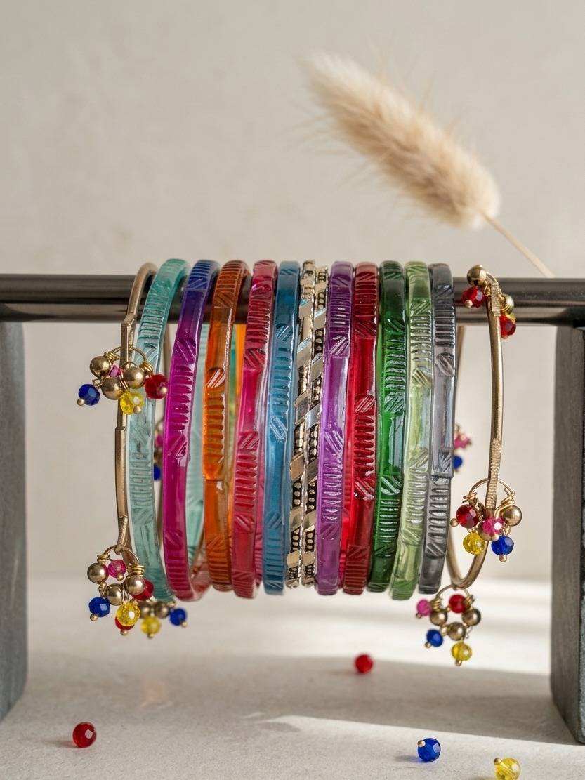 Colorful Pakistani glass bangles hhg-26-03