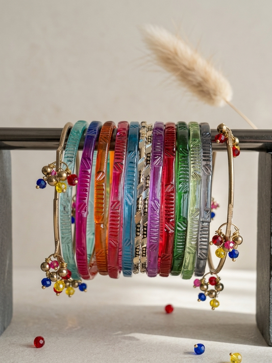 Colorful Pakistani glass bangles hhg-26-03