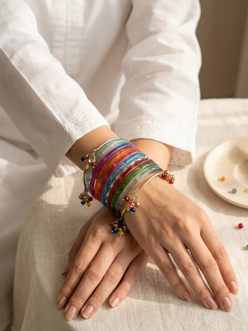 Colorful Pakistani glass bangles hhg-26-03