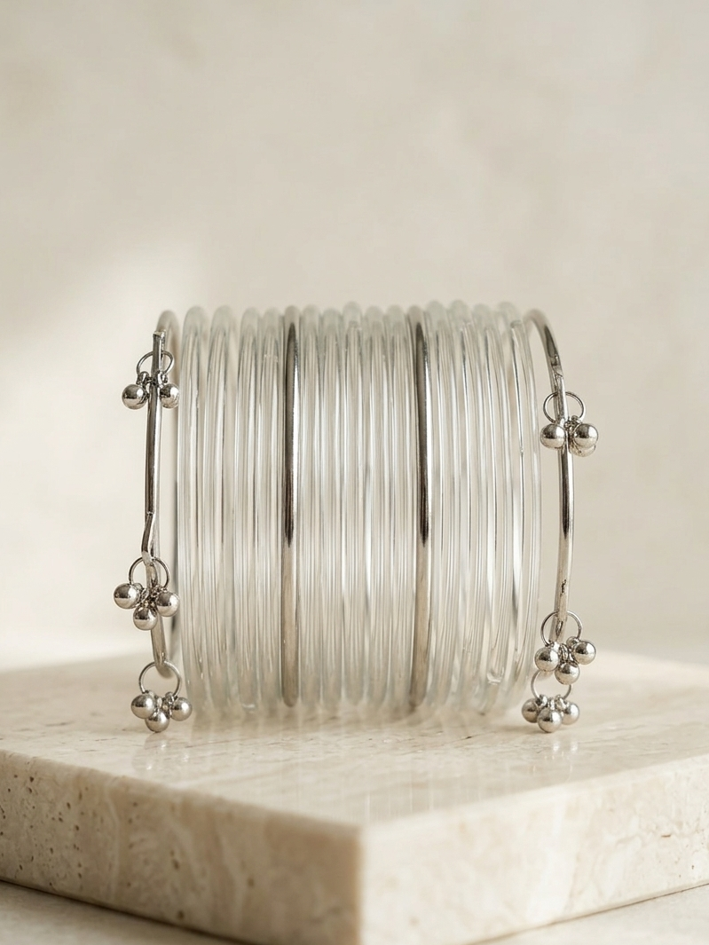 Transparent glass Pakistani bangles hhg-26-07