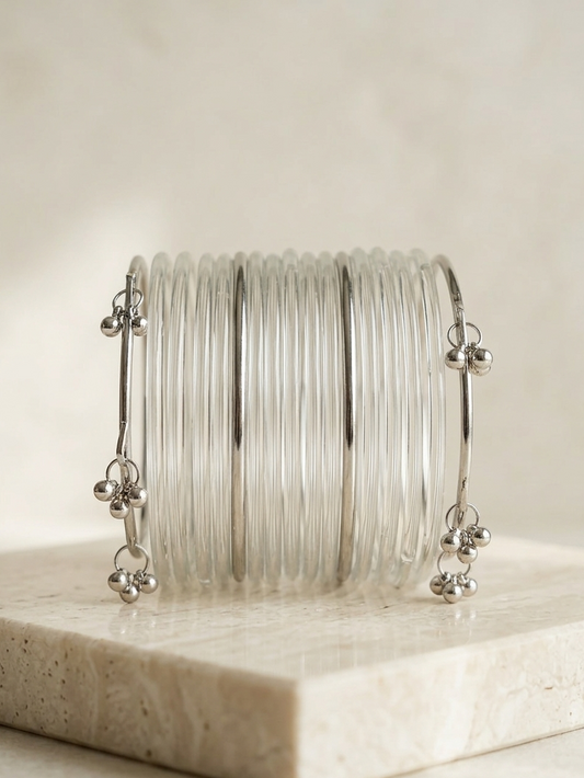 Transparent glass Pakistani bangles hhg-26-07