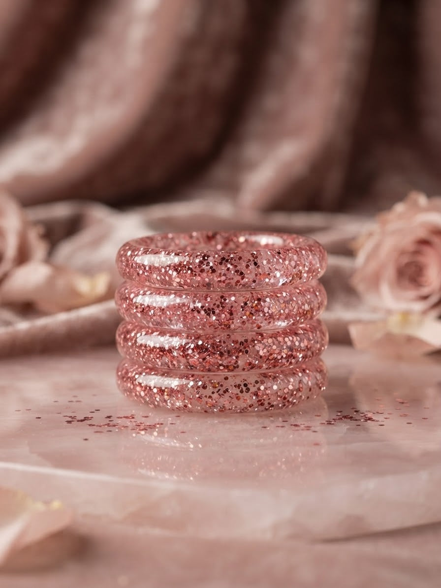 Pink glitter glass bangles hhg-26-280