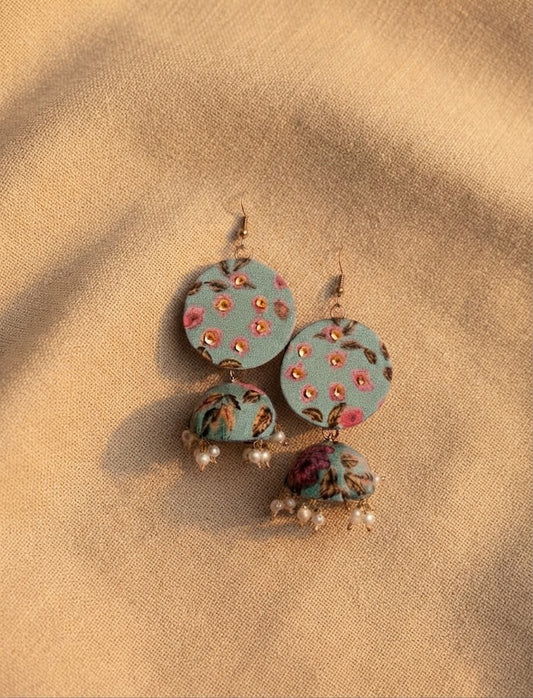 Aqua floral jhumka hhe-24-56