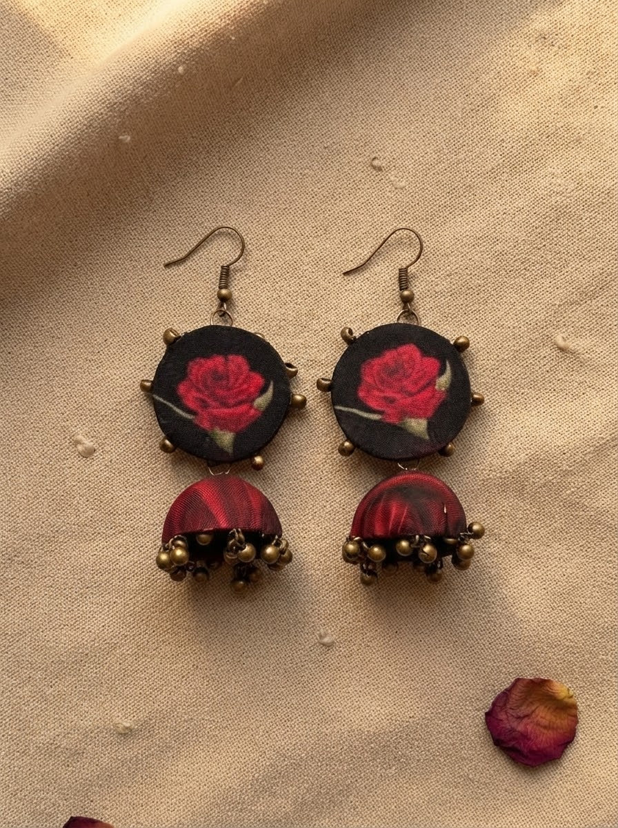 Black & Pink  Jhumki Earrings | Pakistani Ethnic Earrings hhe-26-03