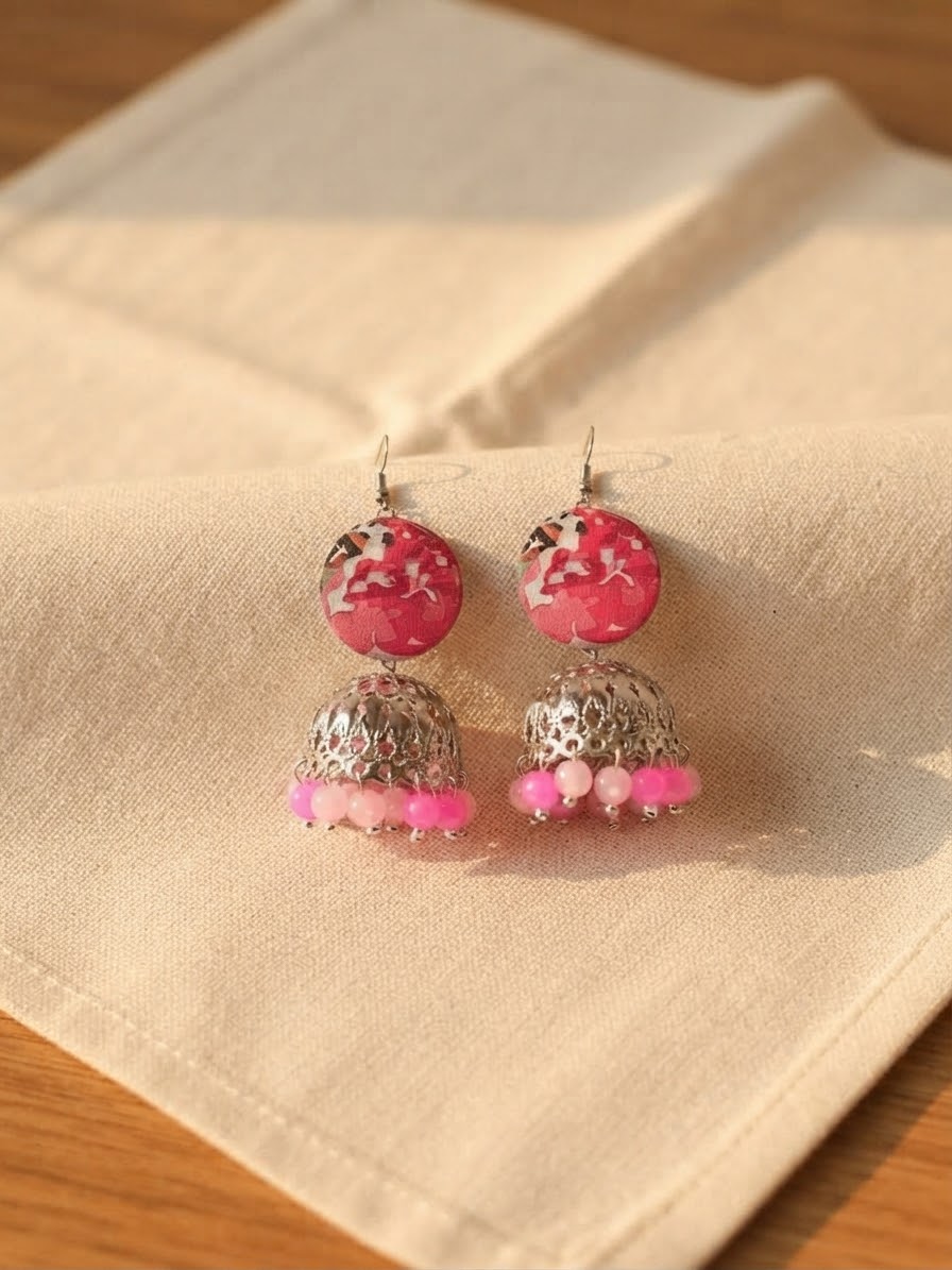 Pink abstract jhumka hhe-24-07